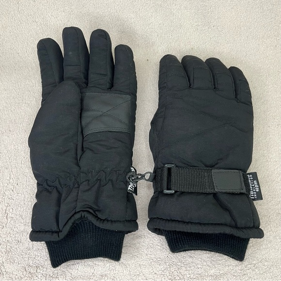 Vintage Thinsulate Insulated Winter Ski Gloves-Black Nylon-Classic-Simple-Casual - Picture 2 of 8